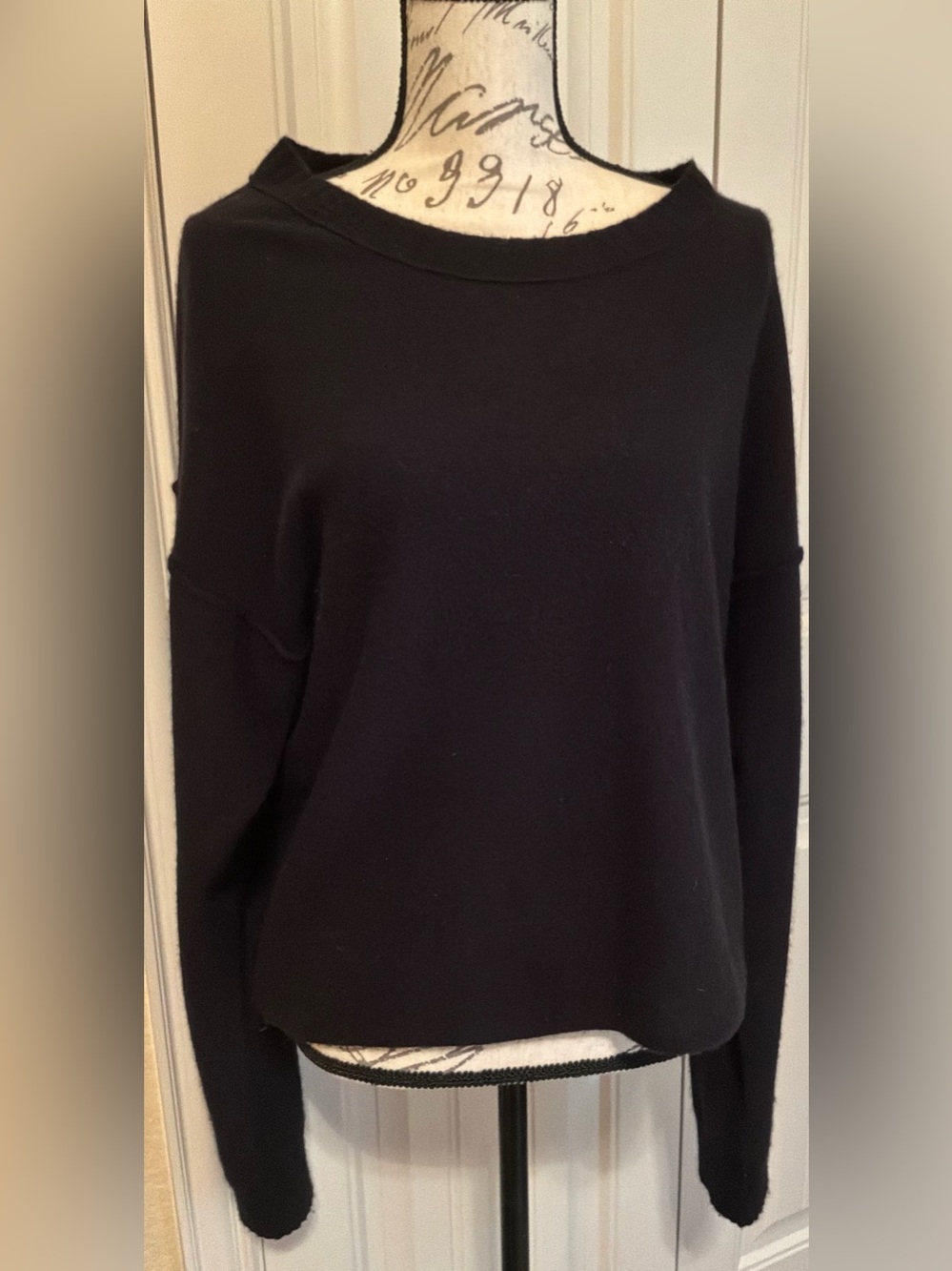 Free People Ottoman Slouchy Tunic Black Cashmere Crewneck Sweater